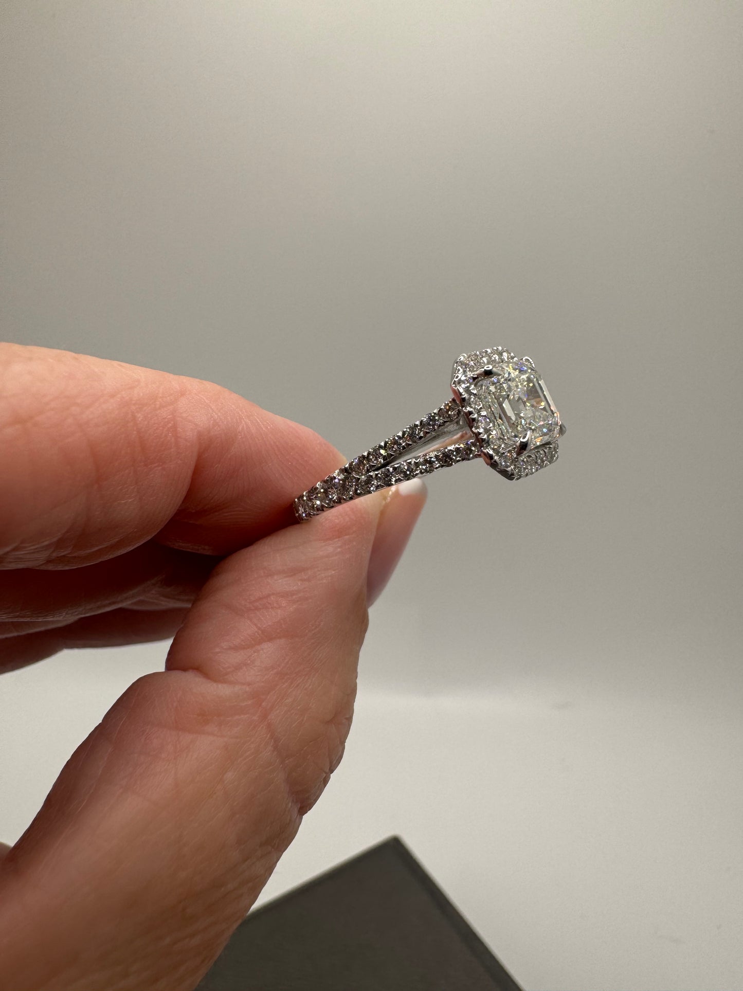2.01 ct Square Emerald Lab Grown Engagement Ring