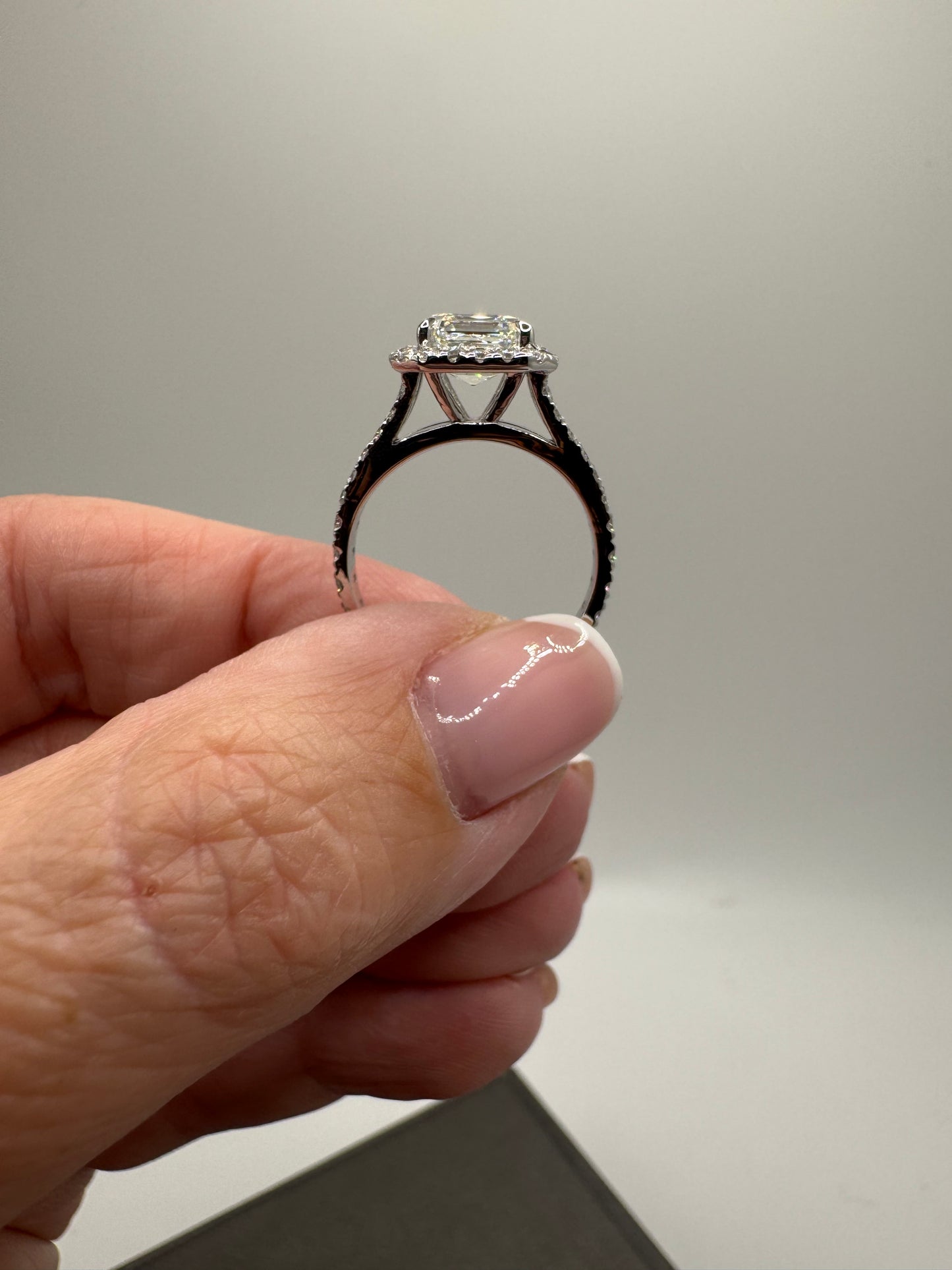2.01 ct Square Emerald Lab Grown Engagement Ring