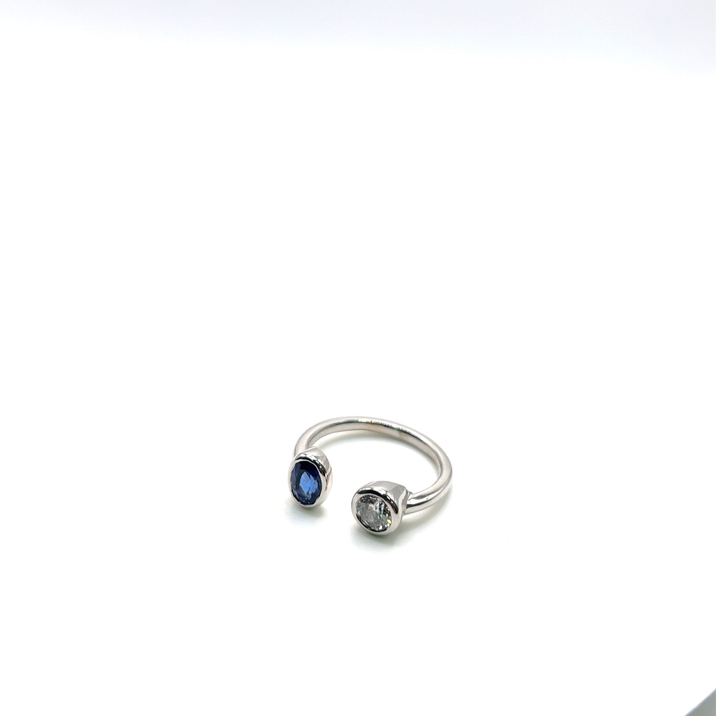 Diamond & Blue Sapphire Two Stone Ring
