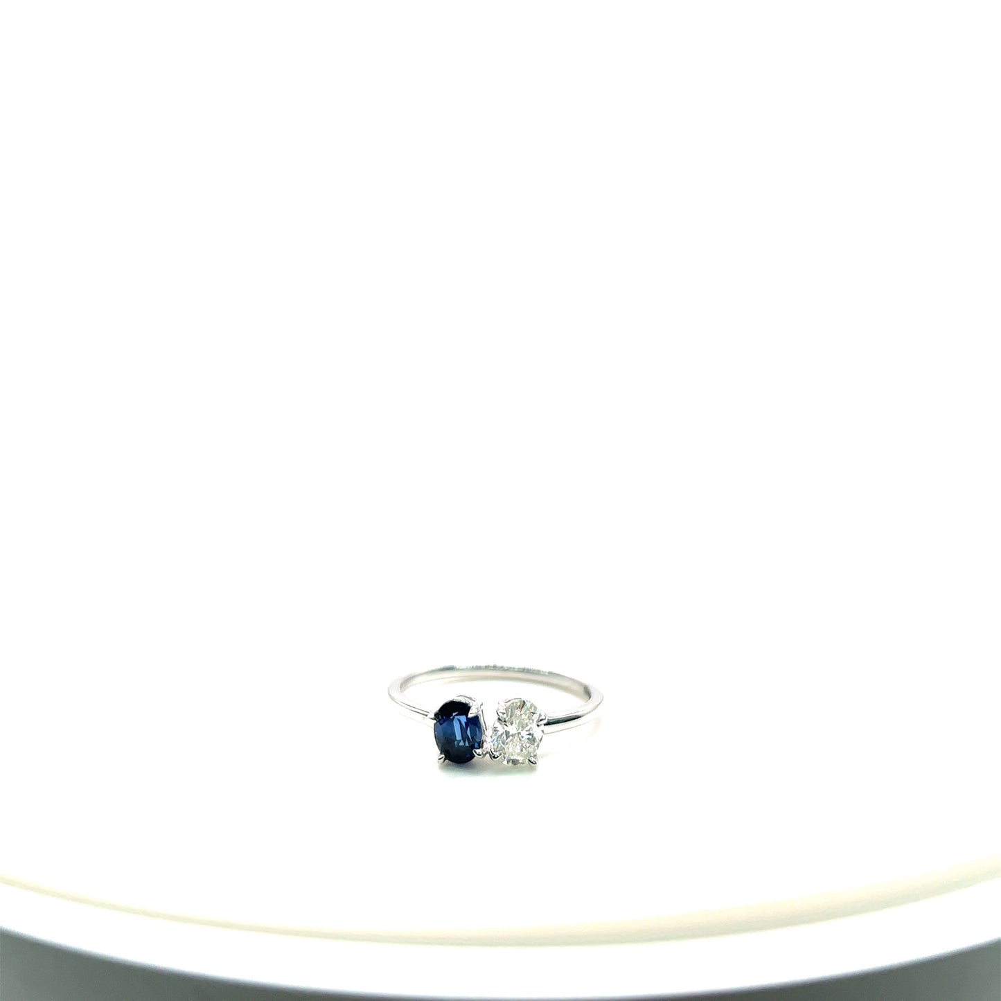 Diamond & Blue Sapphire Two Stone Ring