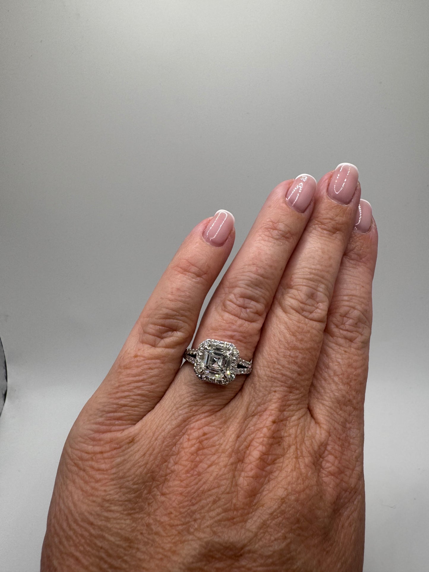 2.01 ct Square Emerald Lab Grown Engagement Ring