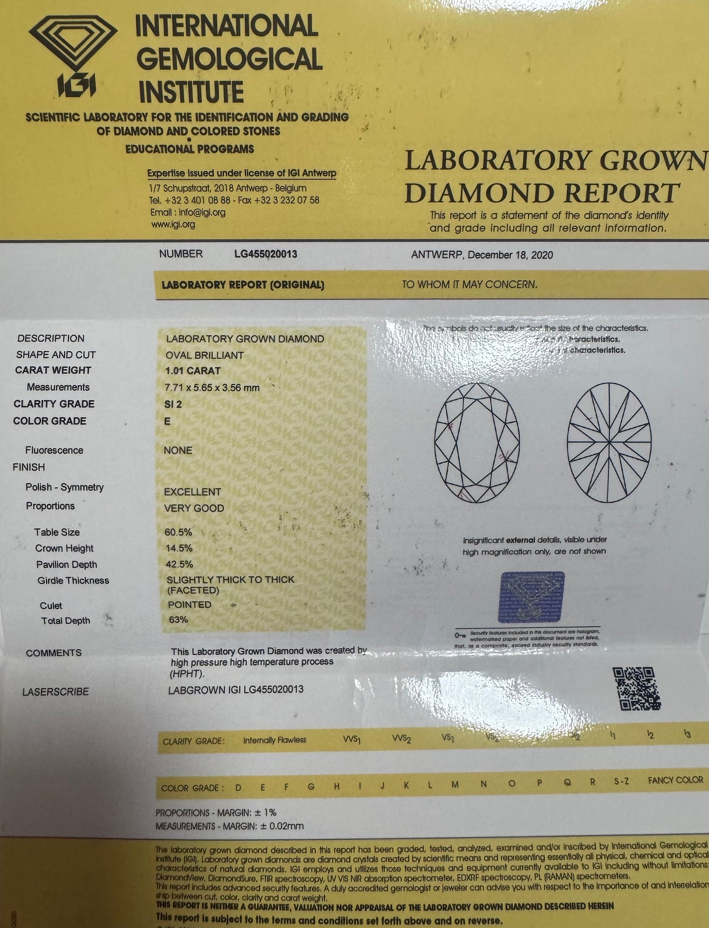 1.01 ct Oval Lab Grown Engagement Ring