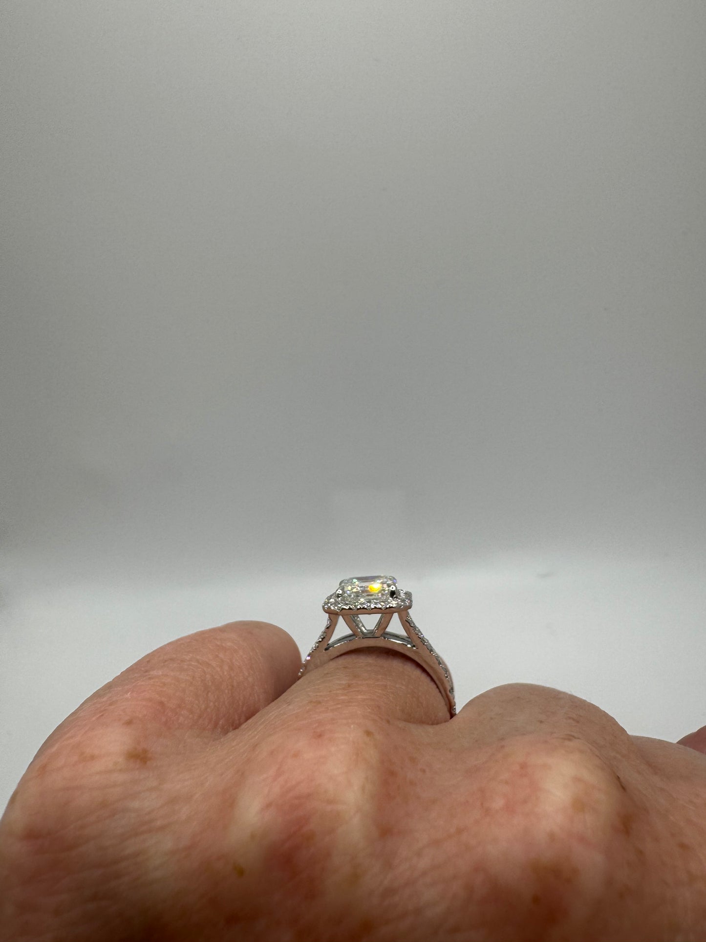 2.01 ct Square Emerald Lab Grown Engagement Ring