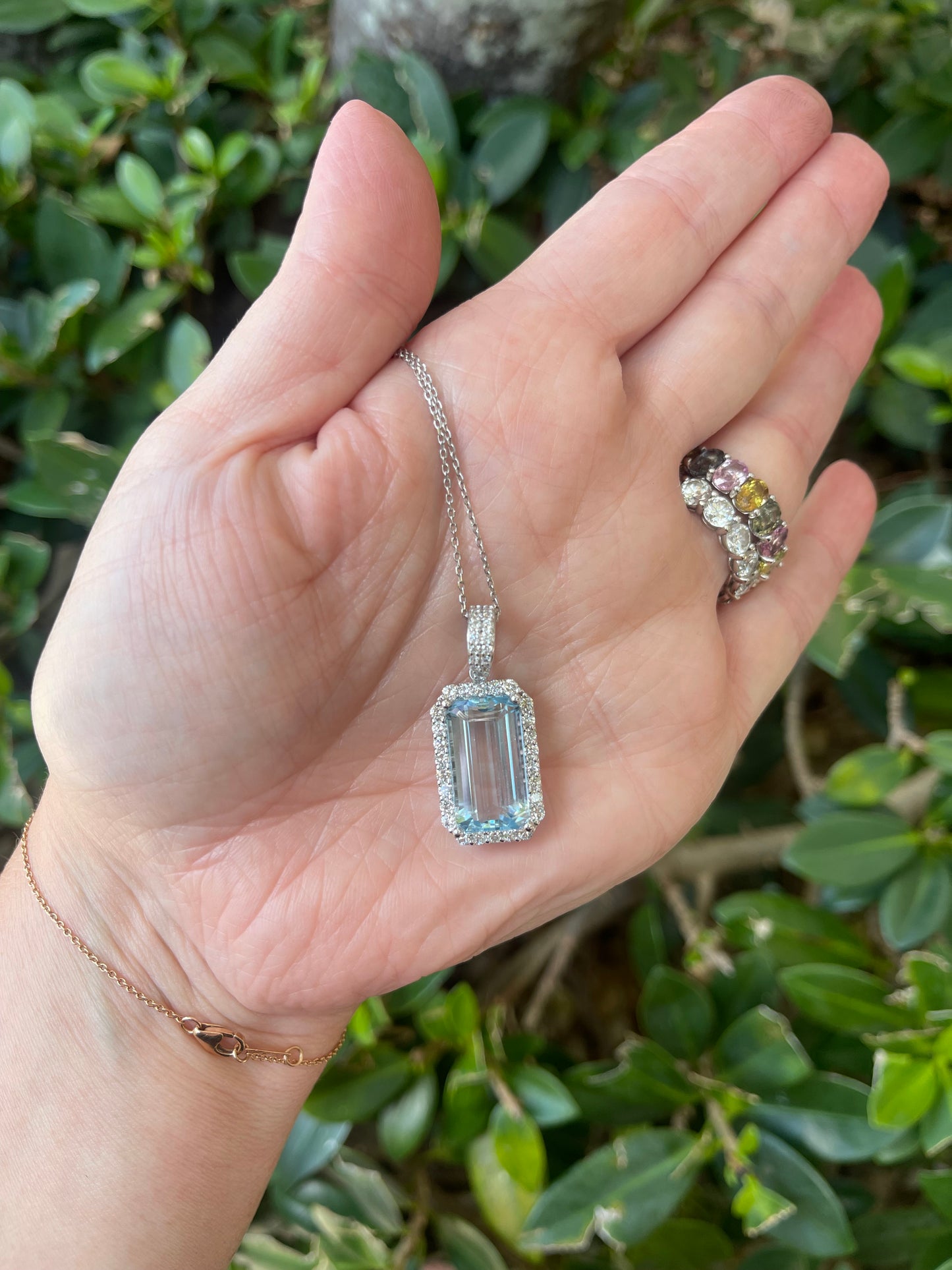 Aquamarine and Diamond pendant