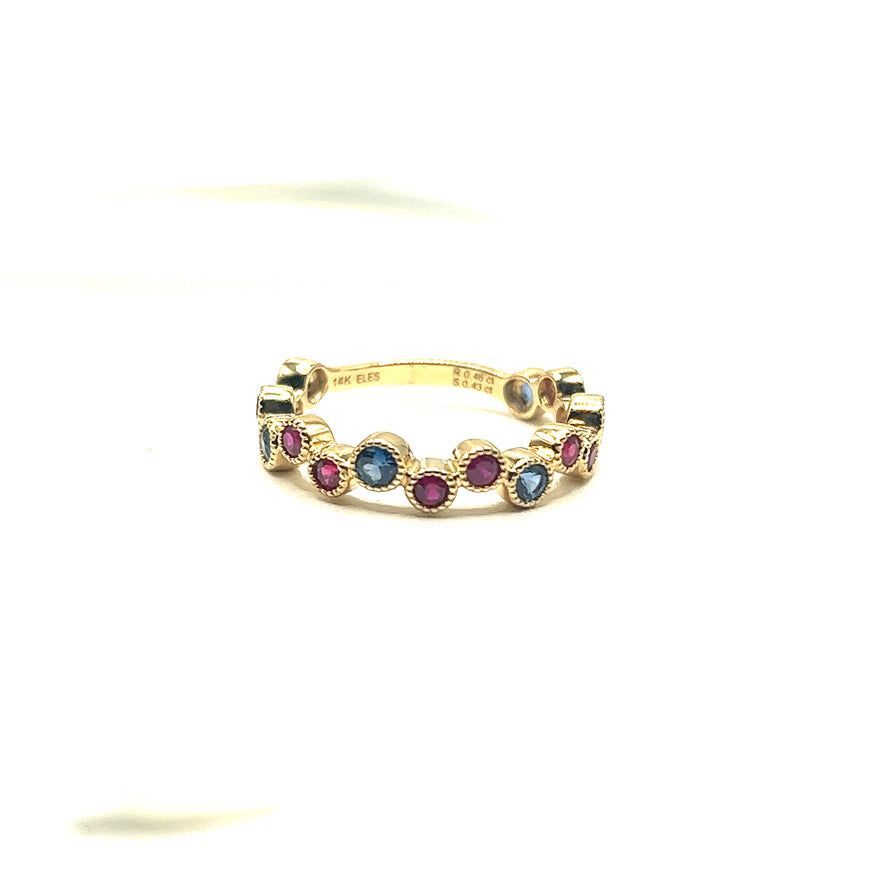 Pink & Blue Stone Ring