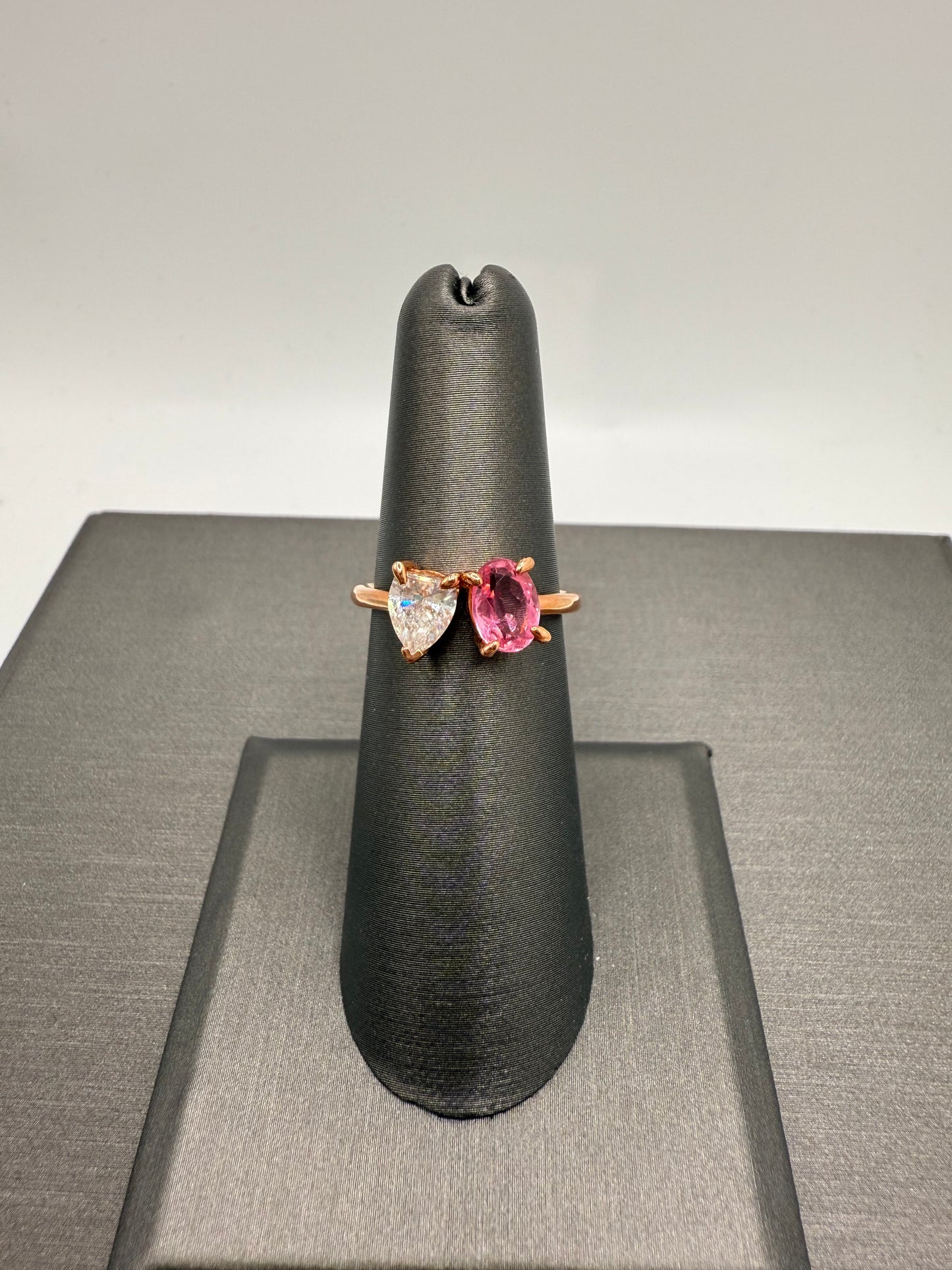 Diamond & Pink Tourmaline Two Stone Ring