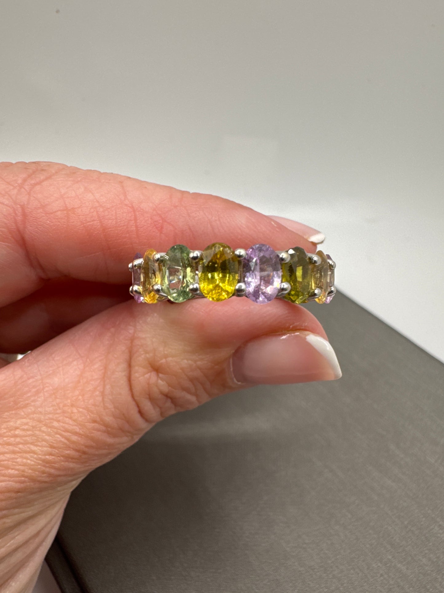 Multi-Color Oval Natural Sapphire Eternity Band