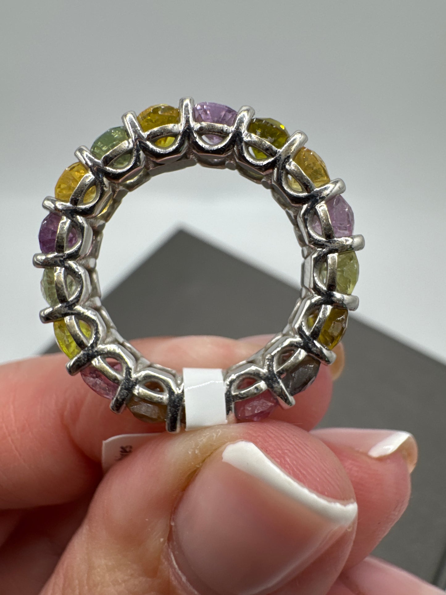 Multi-Color Oval Natural Sapphire Eternity Band
