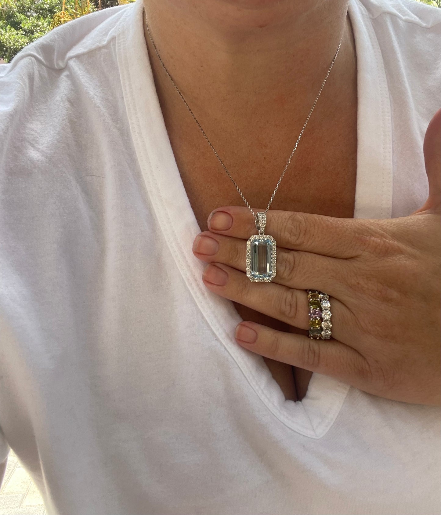 Aquamarine and Diamond pendant