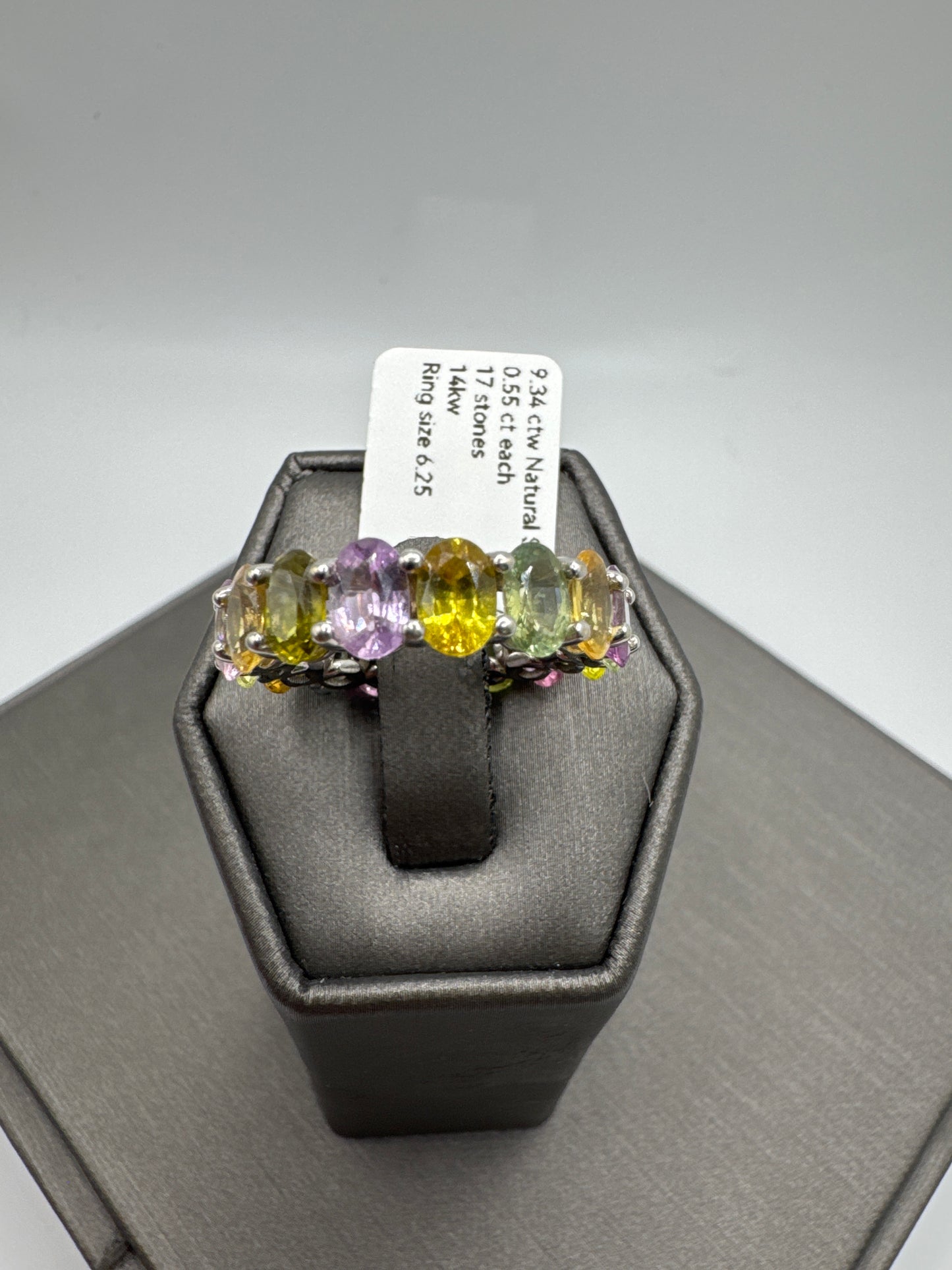 Multi-Color Oval Natural Sapphire Eternity Band