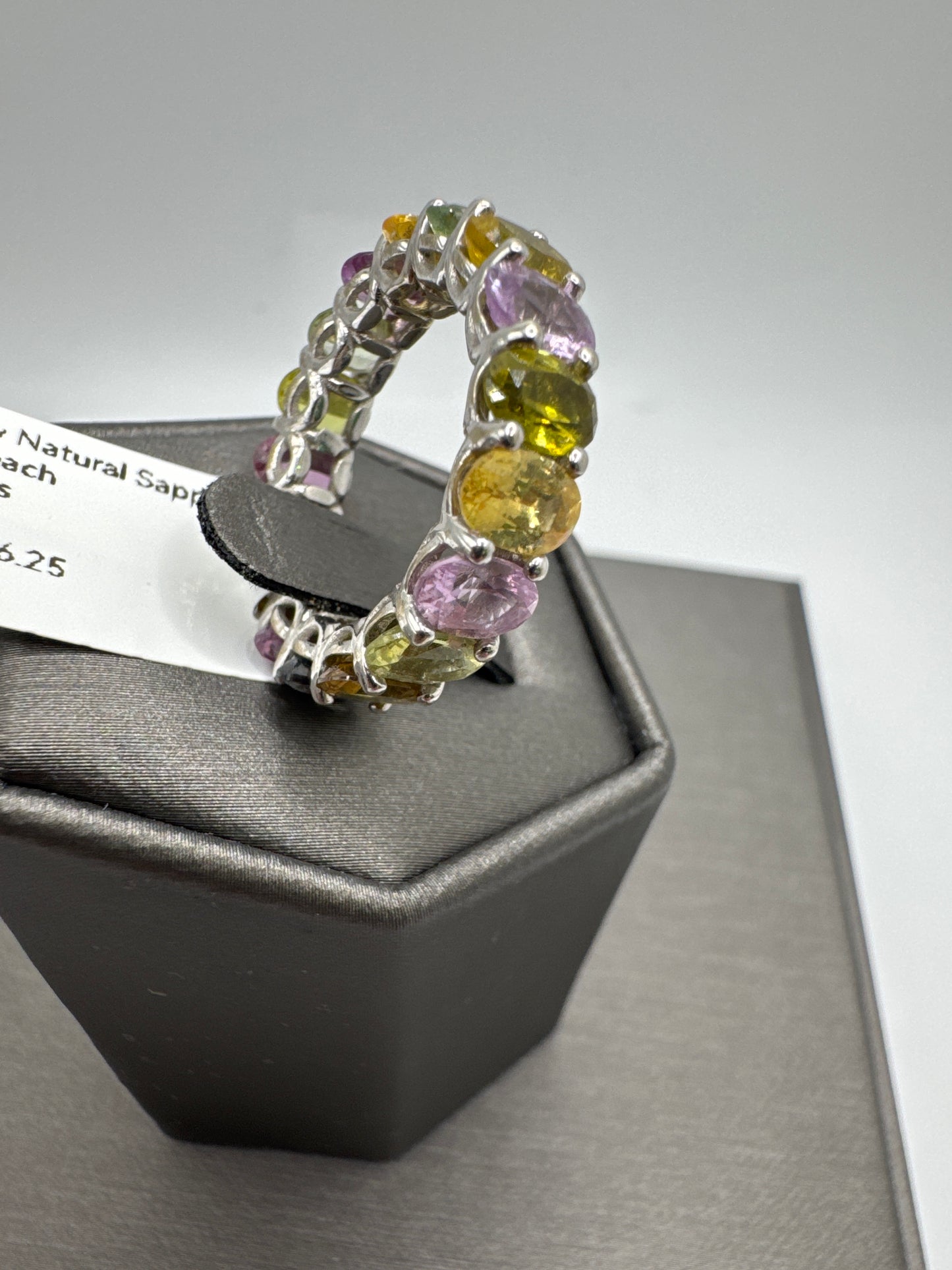 Multi-Color Oval Natural Sapphire Eternity Band