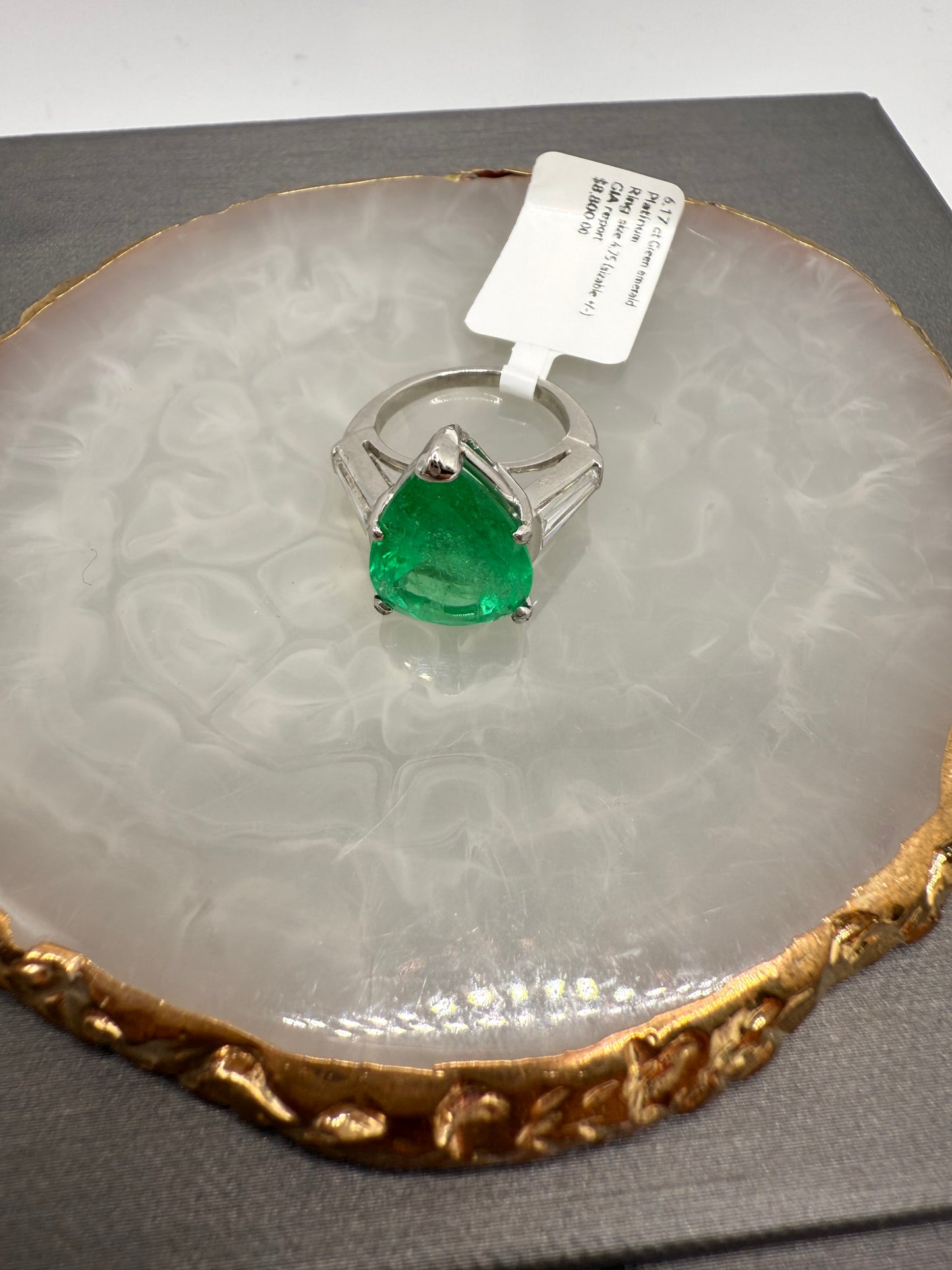 6.17 ct Green Emerald Ring