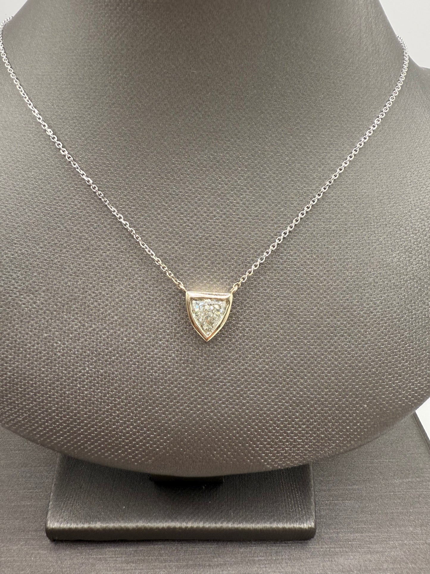 Bezel Set Diamond Bullet Pendant Necklace