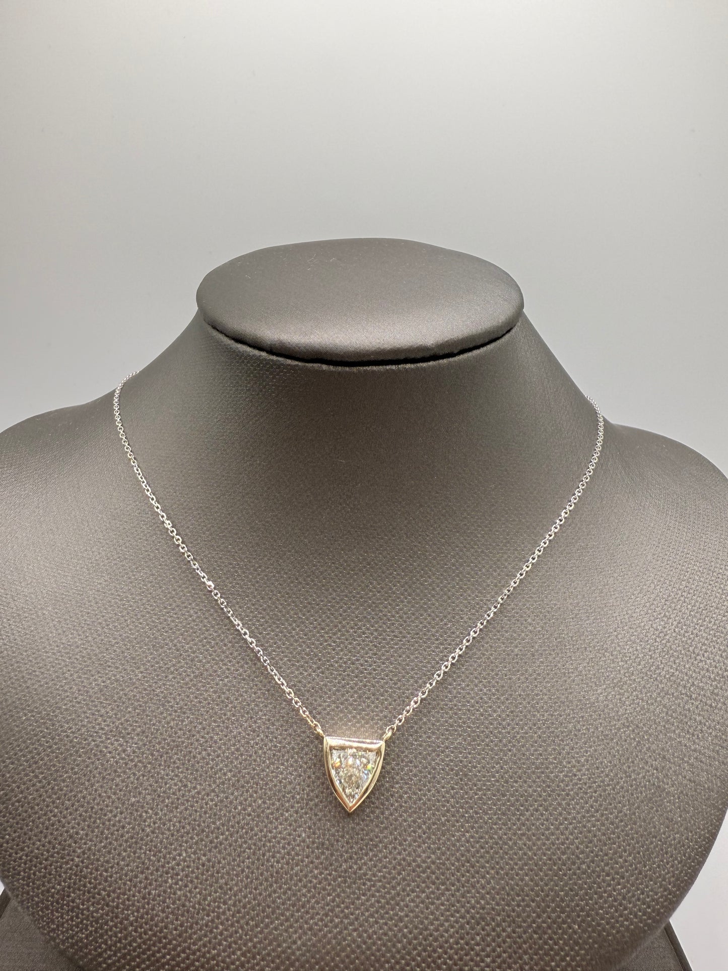 Bezel Set Diamond Bullet Pendant Necklace