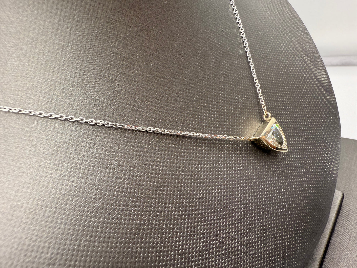 Bezel Set Diamond Bullet Pendant Necklace