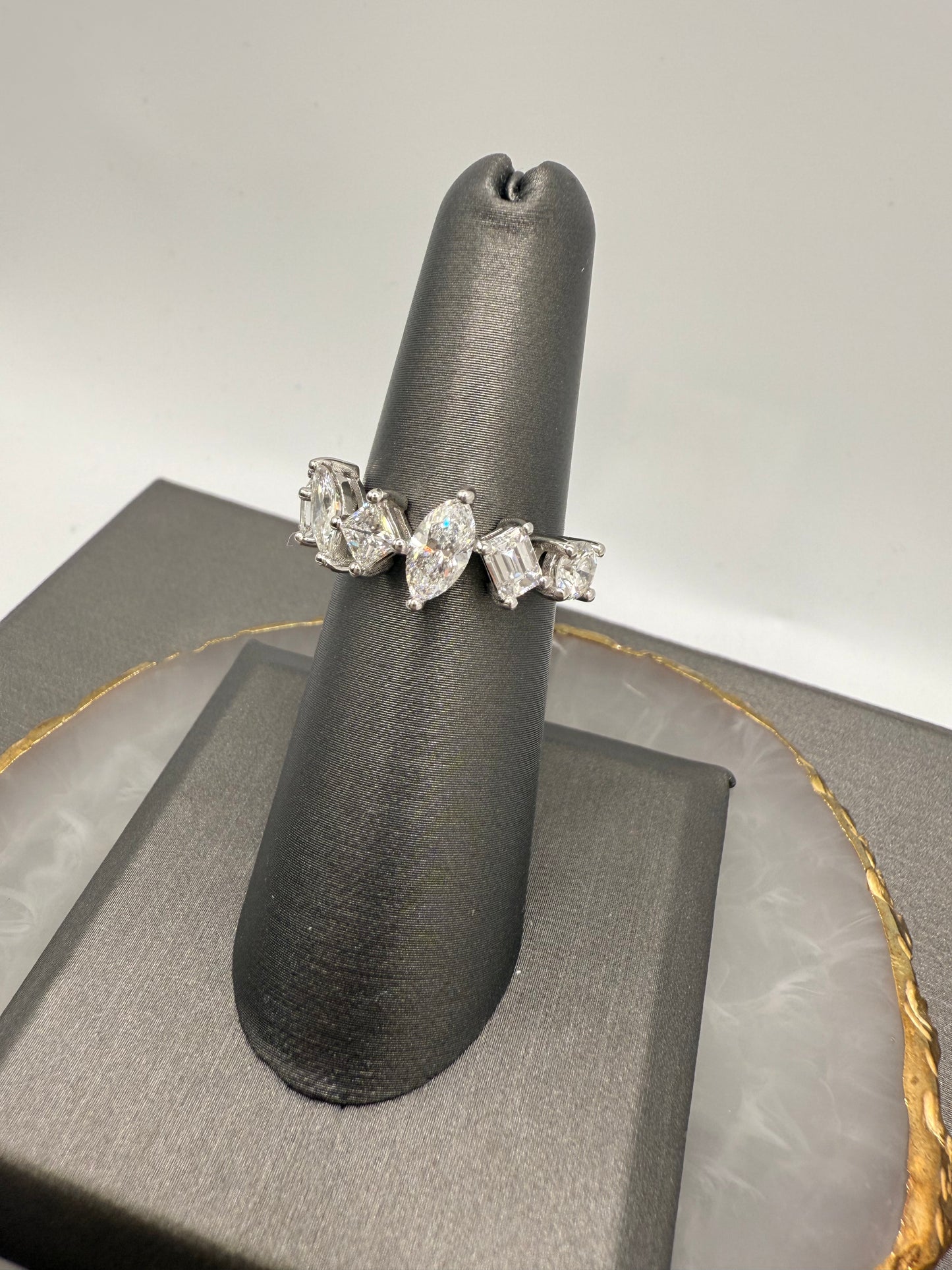 Multi shape diamond ring