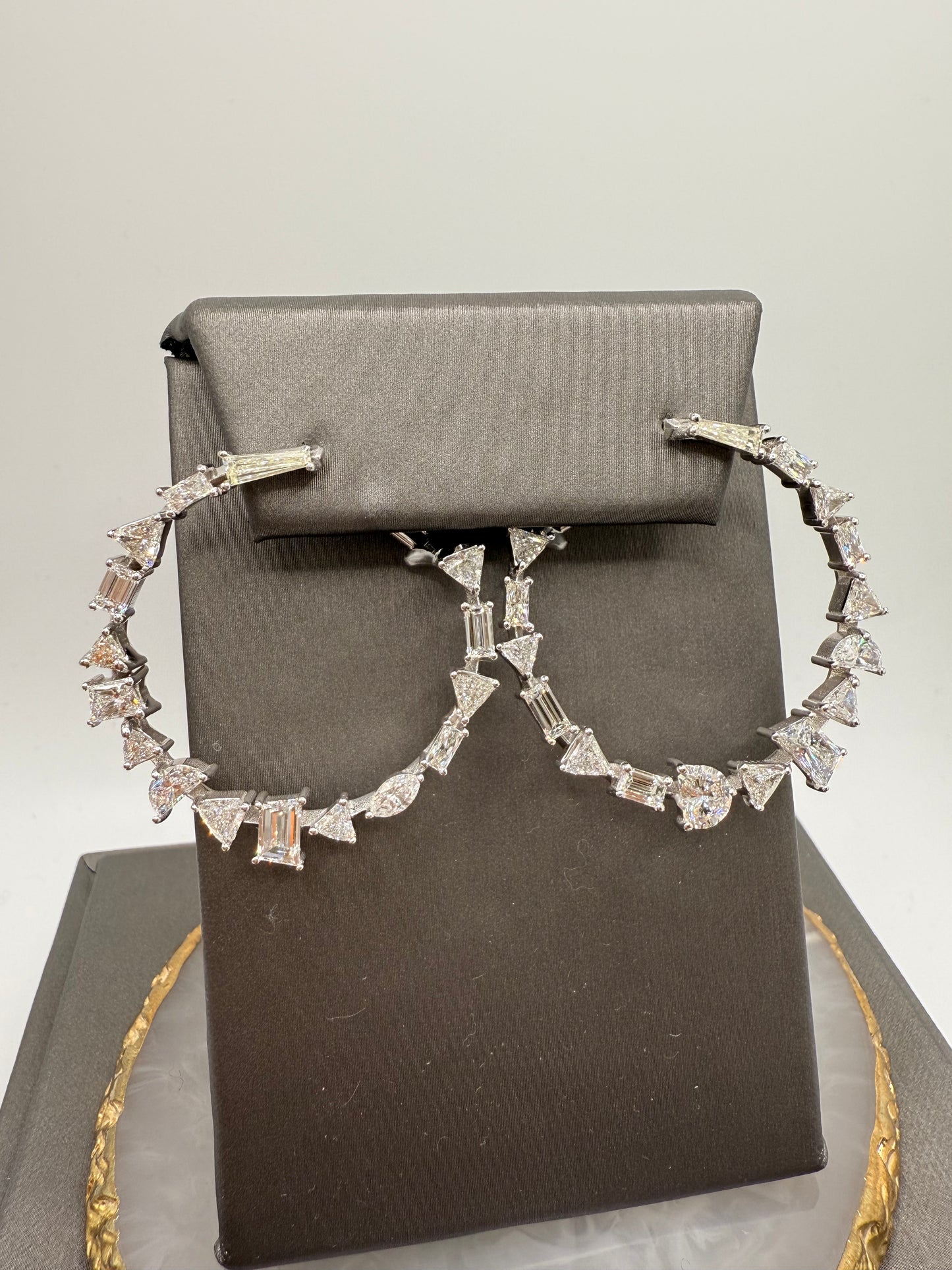 Multi-Shape Diamond Hoop Earrings
