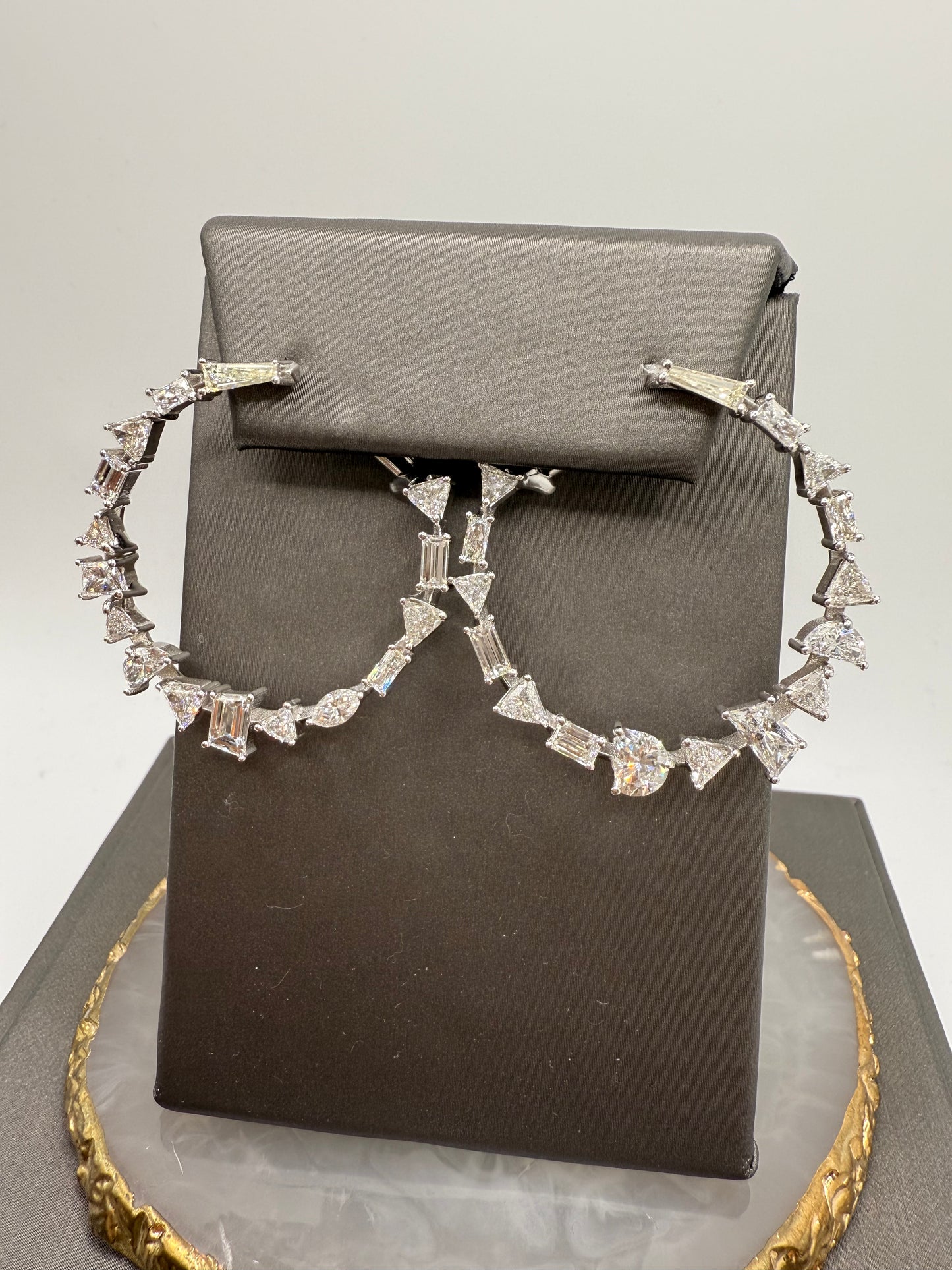 Multi-Shape Diamond Hoop Earrings