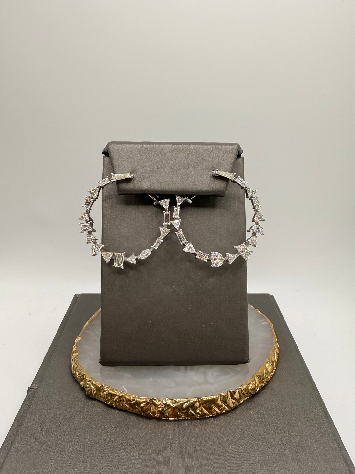 Multi-Shape Diamond Hoop Earrings