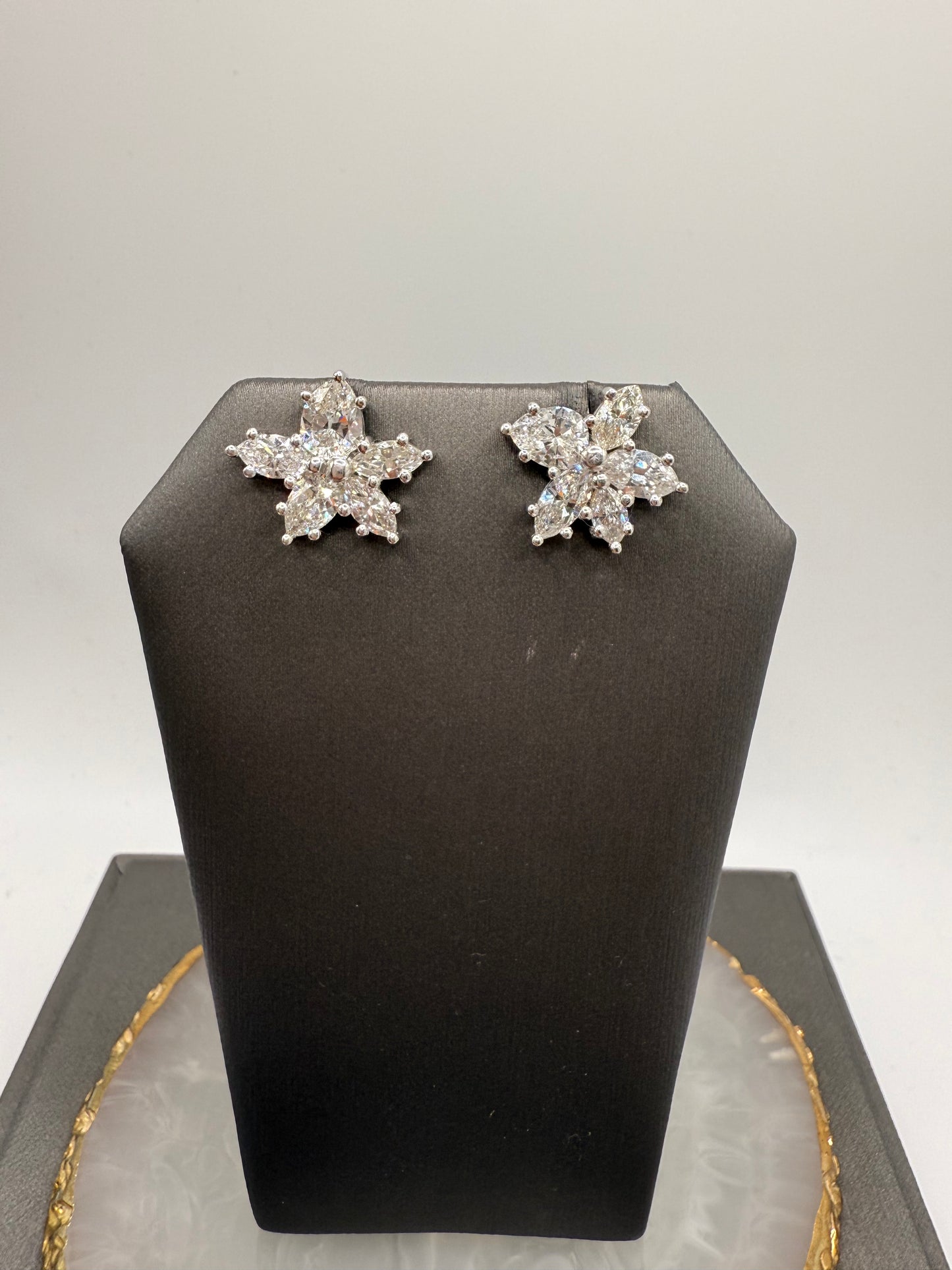 Floral Diamond Cluster Earrings