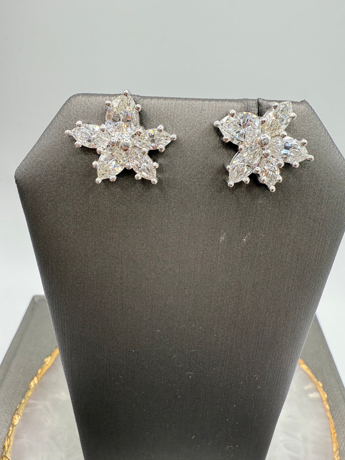 Floral Diamond Cluster Earrings