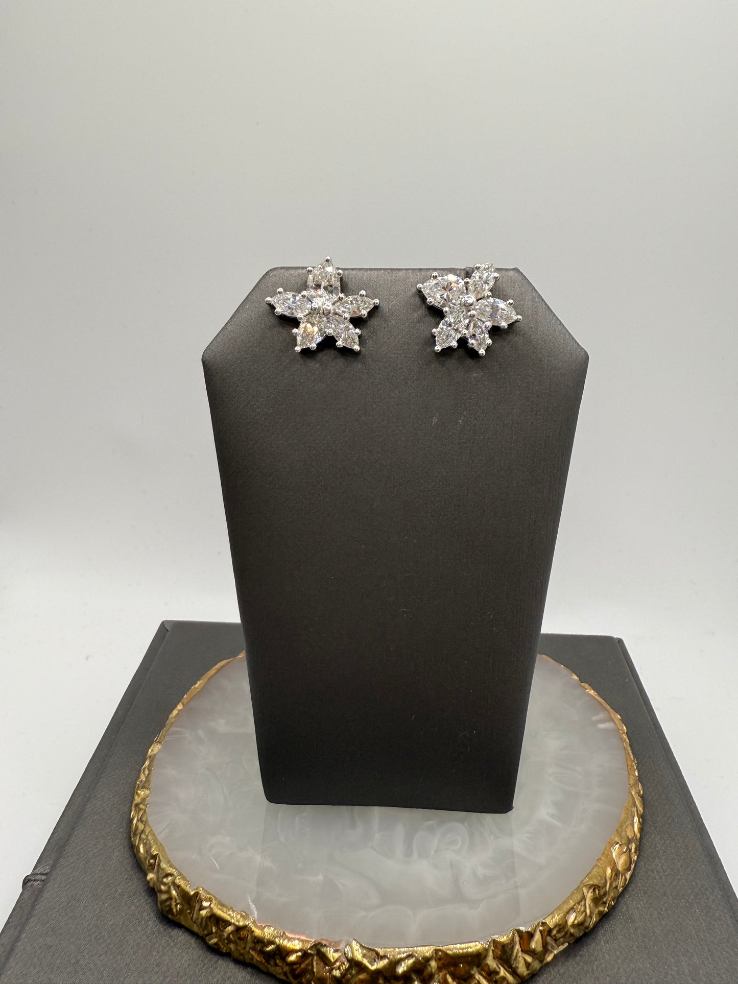 Floral Diamond Cluster Earrings