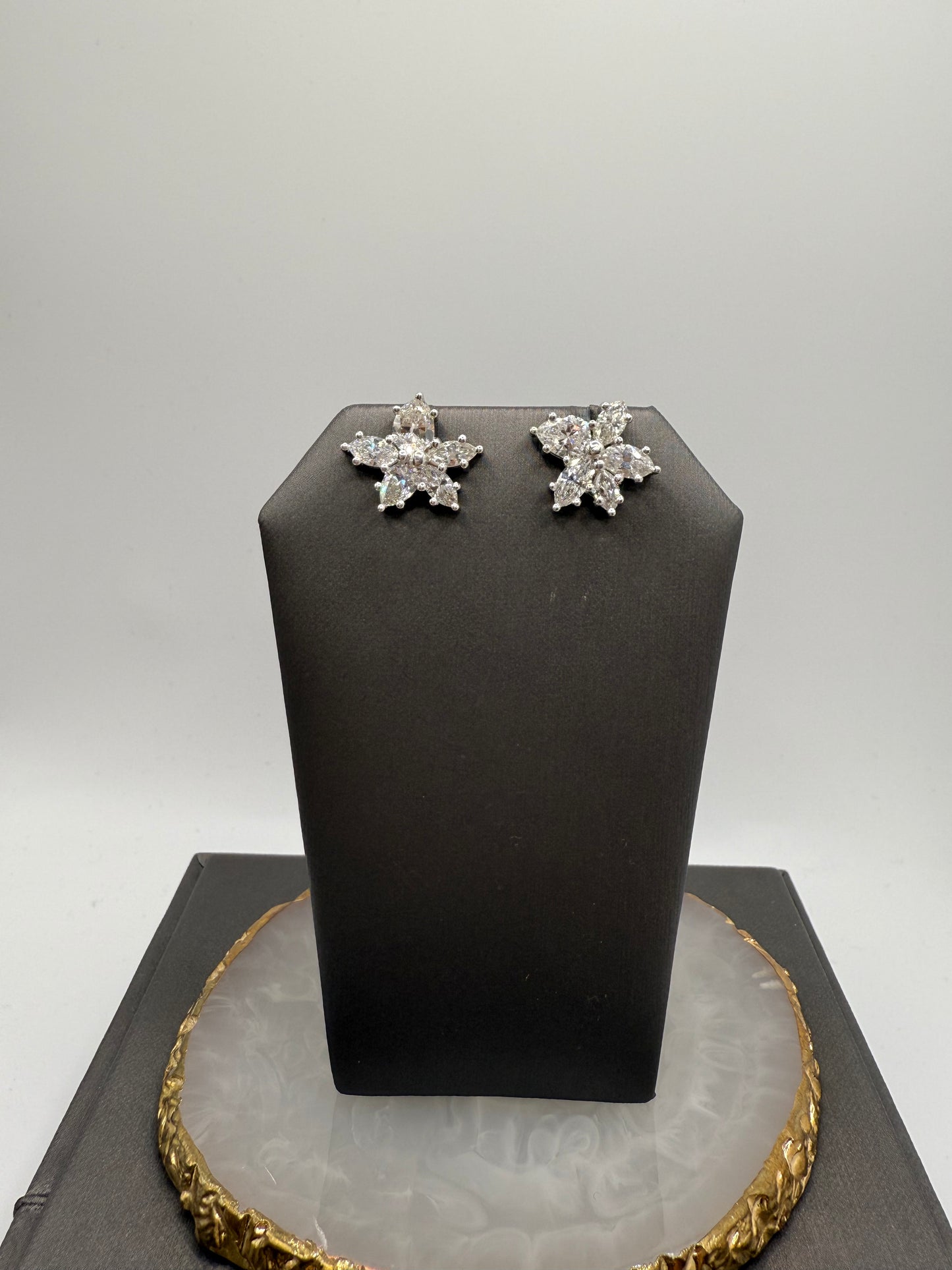 Floral Diamond Cluster Earrings