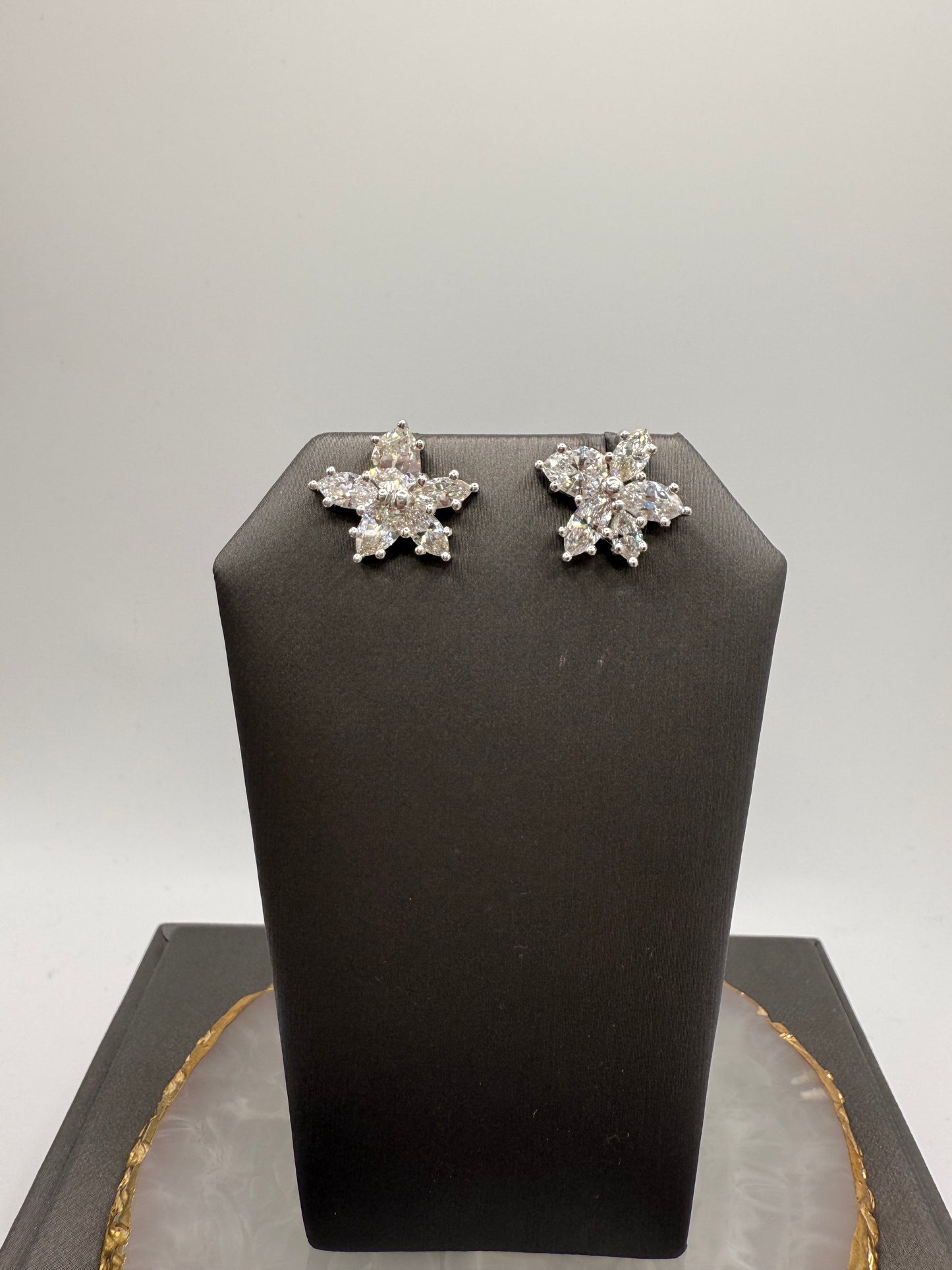 Floral Diamond Cluster Earrings