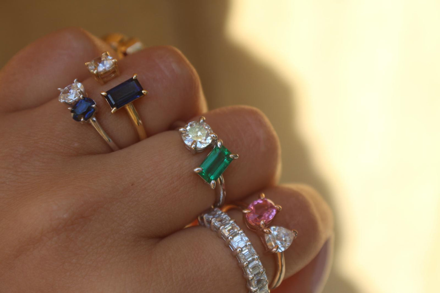 Diamond & Pink Tourmaline Two Stone Ring