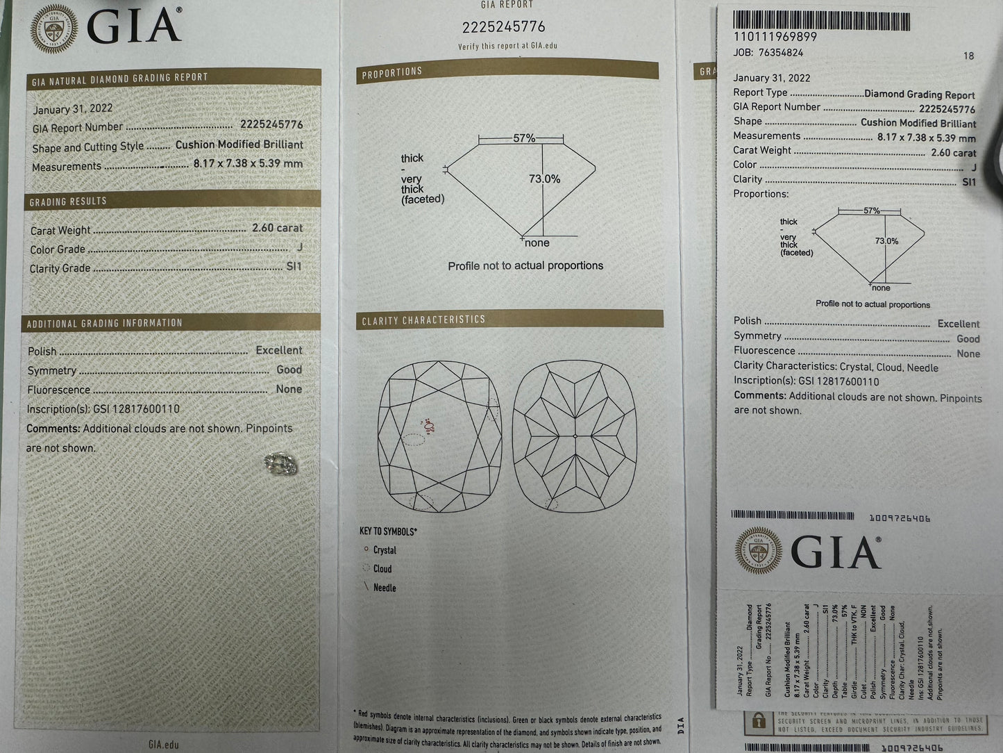 GIA Cushion cut J SI1 loose diamond