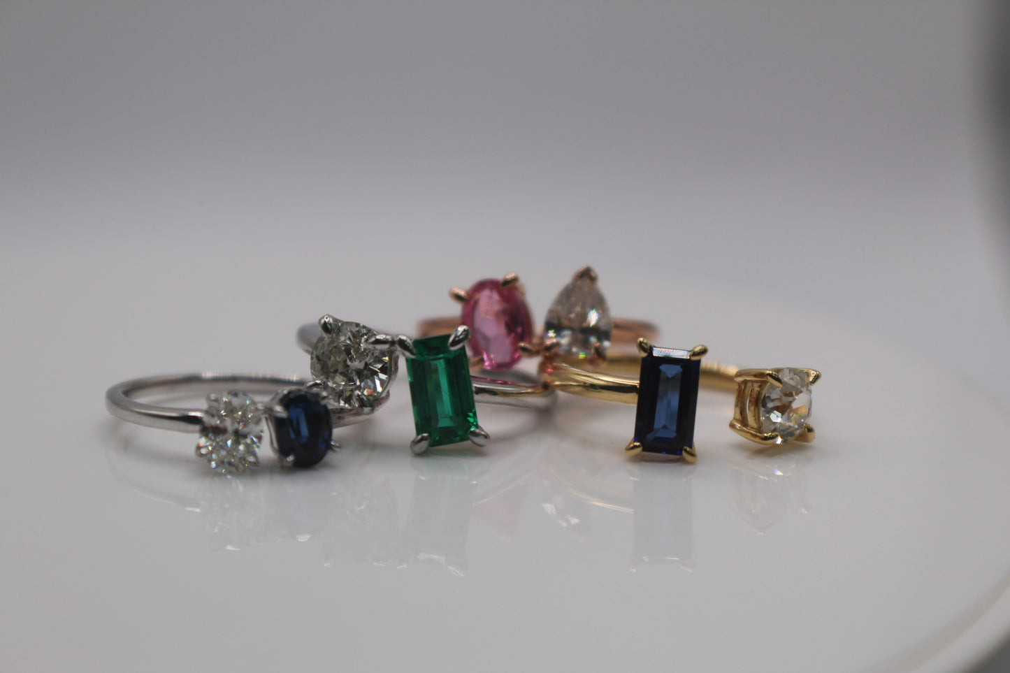 Diamond & Blue Sapphire Two Stone Ring