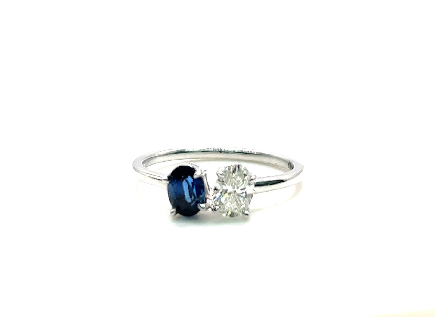 Diamond & Blue Sapphire Two Stone Ring