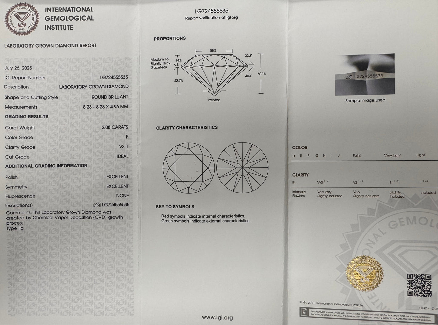 2 ct Round Lab Grown Pendant