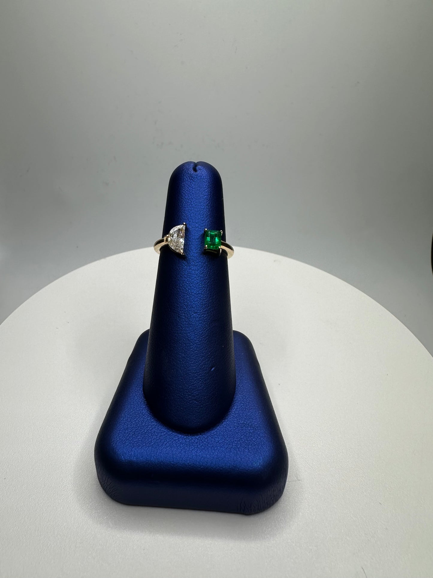 Diamond & Green Emerald Two Stone Ring